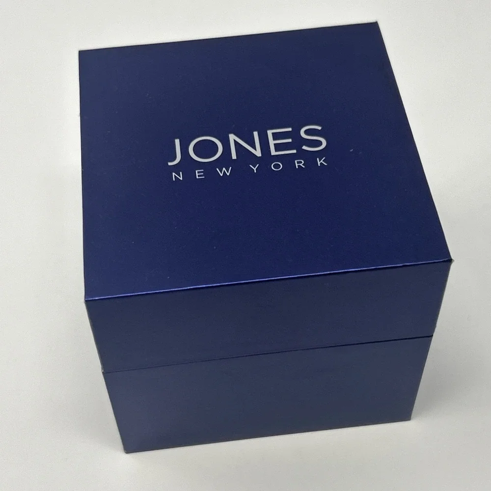 NIB Jones New York Men's Watch Black/Gold Black Face Genuine Diamond